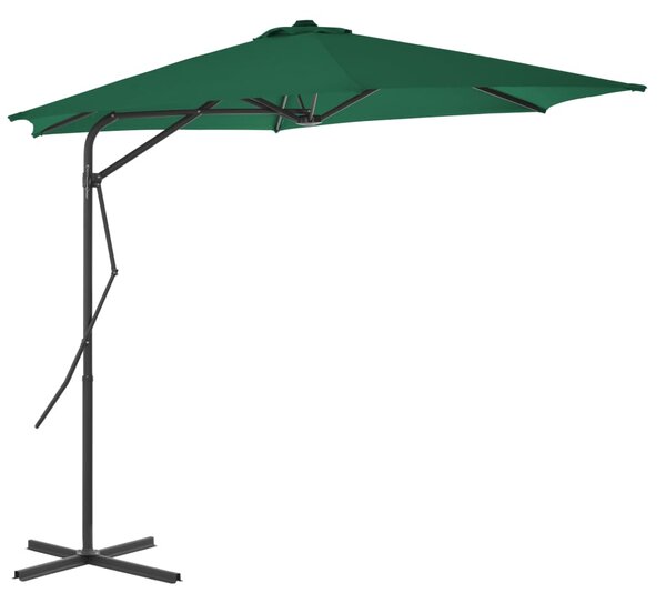 Vanjski suncobran s čeličnim stupom 300 cm zeleni - Zelena / N/A