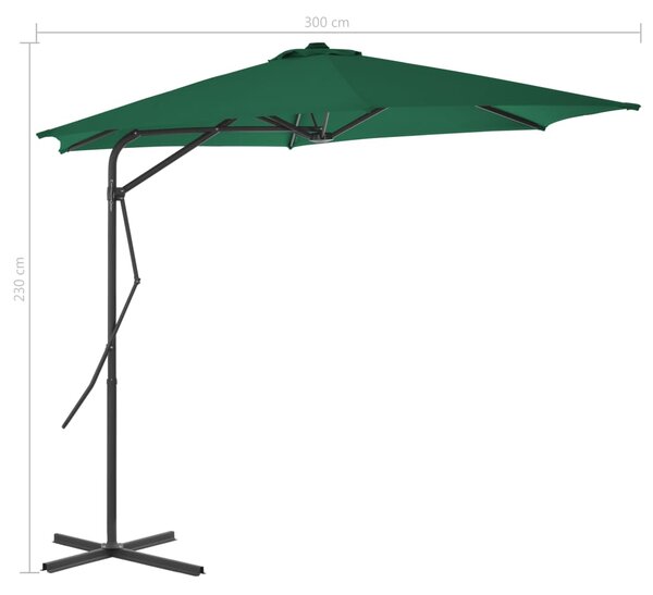 Vanjski suncobran s čeličnim stupom 300 cm zeleni - Zelena / N/A