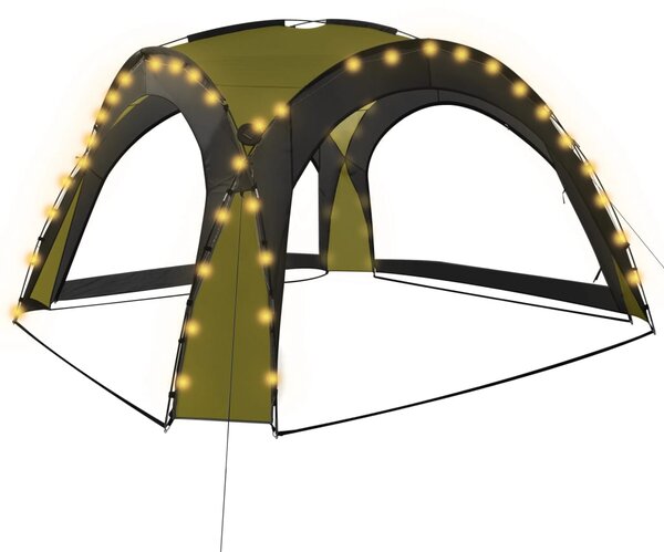 Šator za zabave LED s 4 bočna zida 3,6 x 3,6 x 2,3 m zeleni - Zelena / N/A