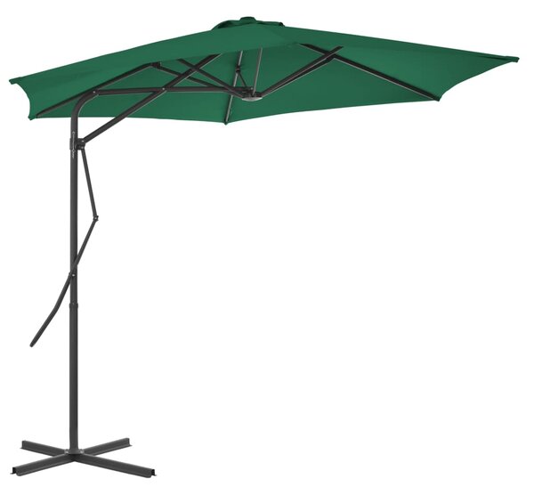 Vanjski suncobran s čeličnim stupom 300 cm zeleni - Zelena / N/A
