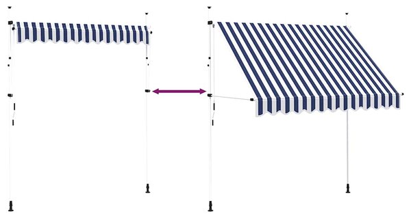 Tenda na ručno uvlačenje 250 cm plavo-bijela prugasta - Plava / N/A
