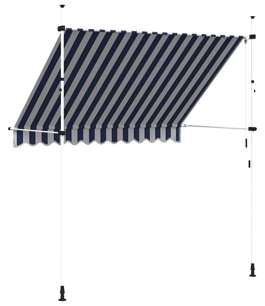 Tenda na ručno uvlačenje 250 cm plavo-bijela prugasta - Plava / N/A