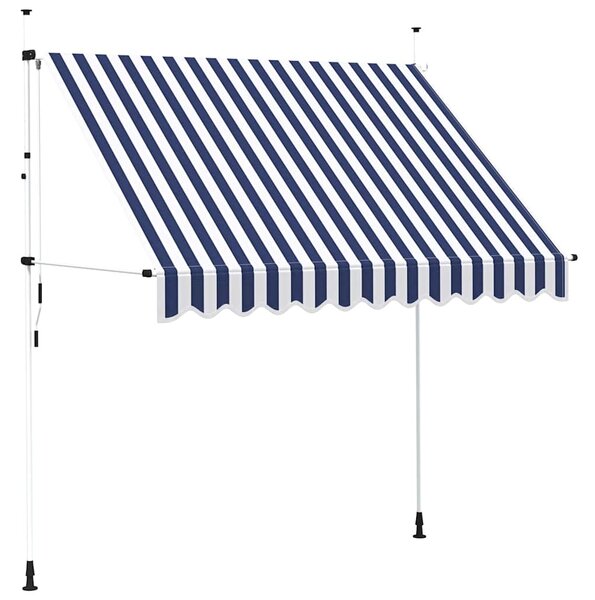 Tenda na ručno uvlačenje 250 cm plavo-bijela prugasta - Plava / N/A