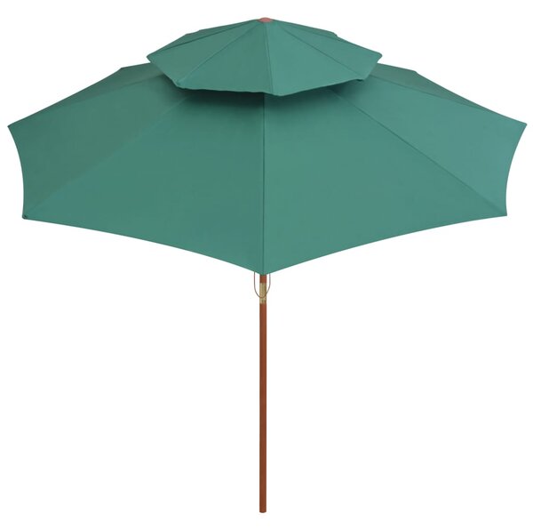 Dvoslojni suncobran 270 x 270 cm s drvenim stupom zeleni - Zelena / N/A