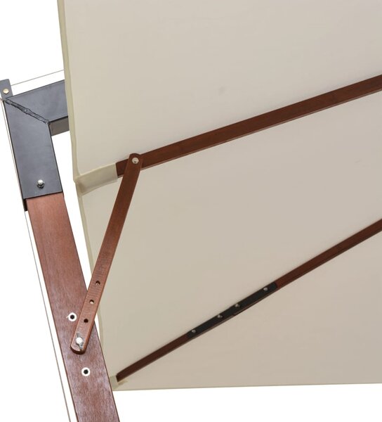Viseći suncobran 300 x 300 cm s drvenim stupom bijeli - Bijela / 3 x 3 m
