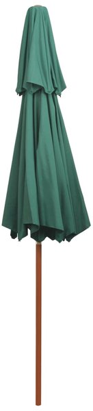 Dvoslojni suncobran 270 x 270 cm s drvenim stupom zeleni - Zelena / N/A