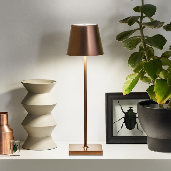 Nuindie LED baterijska stolna svjetiljka, bronca, Easy Connect, IP54