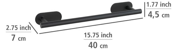 Crni mat držač za ručnike od nehrđajućeg čelika Wenko Orea Turbo-Loc®