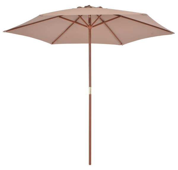 Vanjski suncobran s drvenim stupom 270 cm smeđesivi - Tupe / N/A