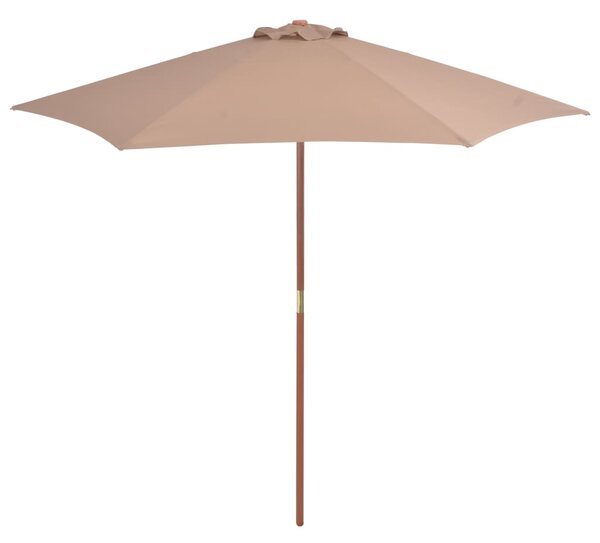 Vanjski suncobran s drvenim stupom 270 cm smeđesivi - Tupe / N/A