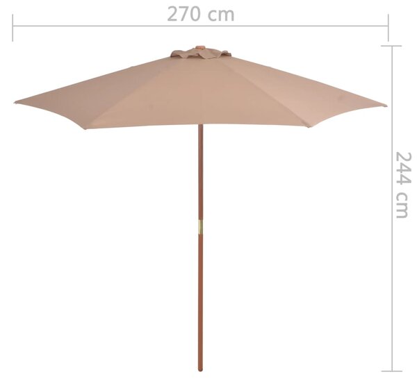 Vanjski suncobran s drvenim stupom 270 cm smeđesivi - Tupe / N/A