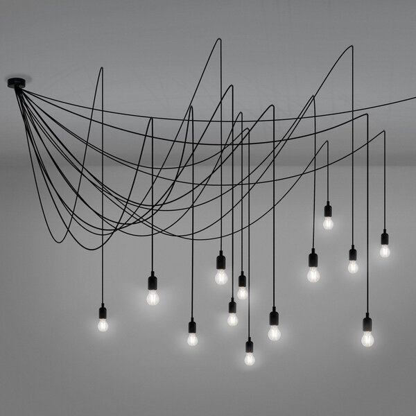 SELETTI Maman LED viseća lampa crna/prozirna 14 sp, prigušiva, Crno, Dnevni boravak/blagovaonica, Plastika