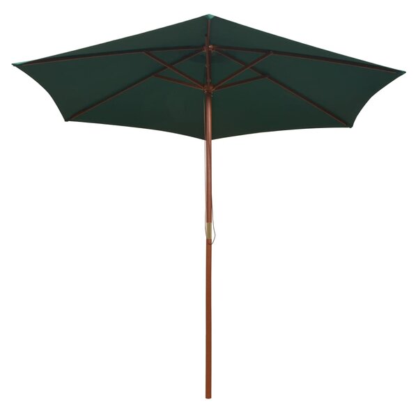 Suncobran 270 x 270 cm s drvenim stupom zeleni - Zelena / N/A