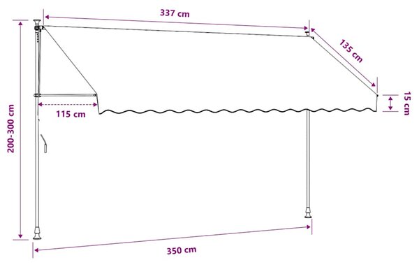 Tenda na ručno uvlačenje 350 cm narančasto-bijela prugasta - Narančasta / N/A