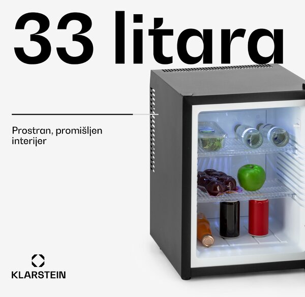 Klarstein Happy Hour, crni s ukrasnim vratima, minibar, hladnjak, 33 L, tihi rad, G