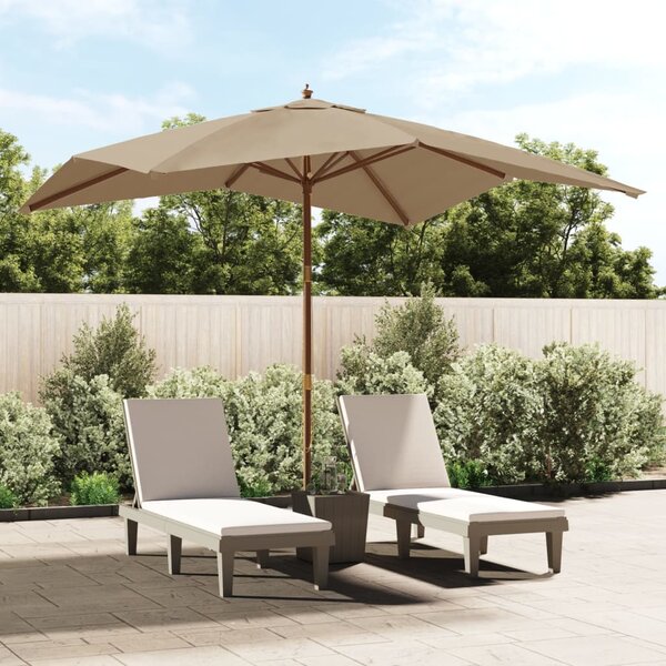 Vrtni suncobran s drvenim stupom smeđesivi 300 x 300 x 273 cm - Tupe / N/A