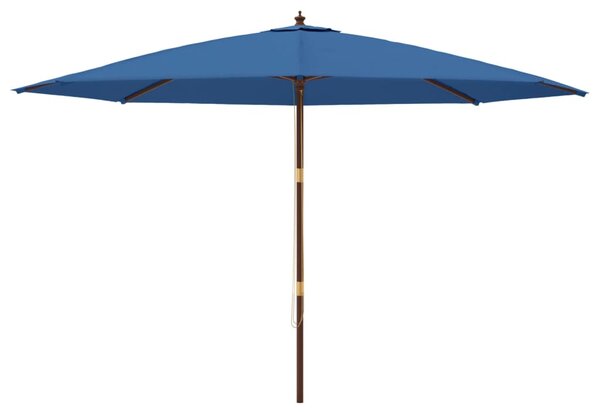 Vrtni suncobran s drvenim stupom azurnoplava 400x273 cm - Plava / N/A