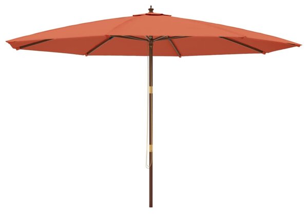 Vrtni suncobran s drvenim stupom terakota 400x273 cm - Smeđa / N/A