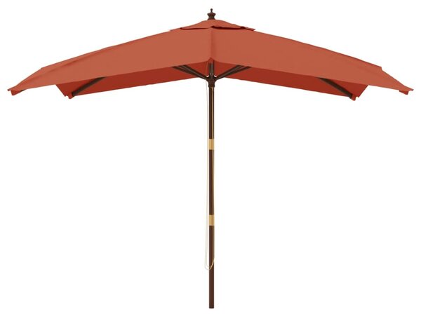 Vrtni suncobran s drvenim stupom terakota 300x300x273 cm - Smeđa / N/A