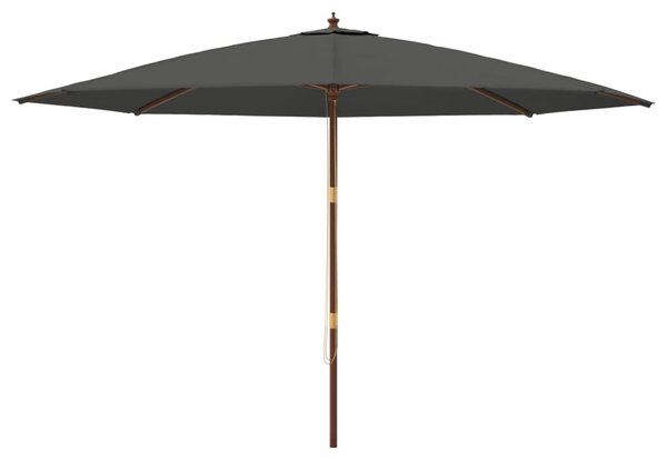 Vrtni suncobran s drvenim stupom antracit 400x273 cm - Antracitno siva / N/A