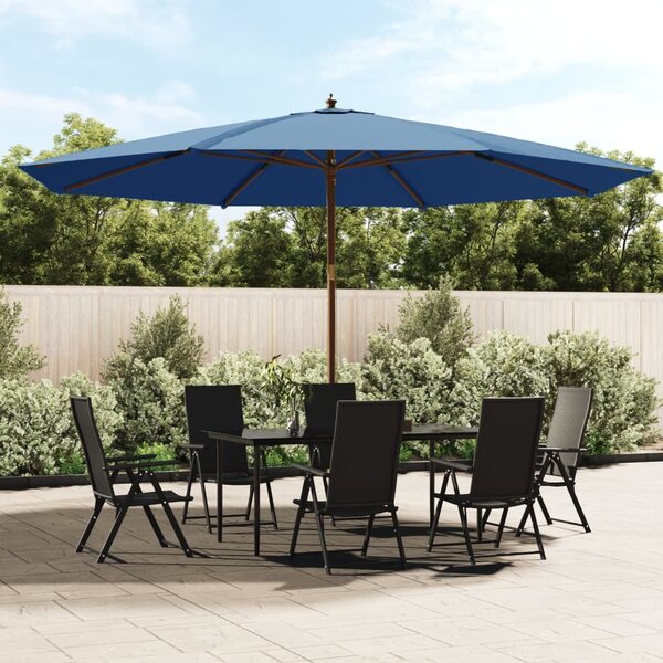 Vrtni suncobran s drvenim stupom azurnoplava 400x273 cm - Plava / N/A
