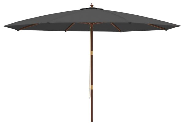 Vrtni suncobran s drvenim stupom antracit 400x273 cm - Antracitno siva / N/A