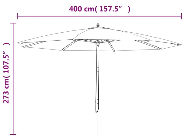 Vrtni suncobran s drvenim stupom antracit 400x273 cm - Antracitno siva / N/A