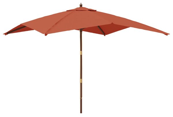Vrtni suncobran s drvenim stupom terakota 300x300x273 cm - Smeđa / N/A