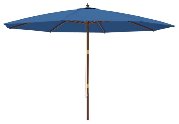 Vrtni suncobran s drvenim stupom azurnoplava 400x273 cm - Plava / N/A