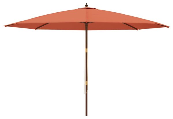 Vrtni suncobran s drvenim stupom terakota 400x273 cm - Smeđa / N/A