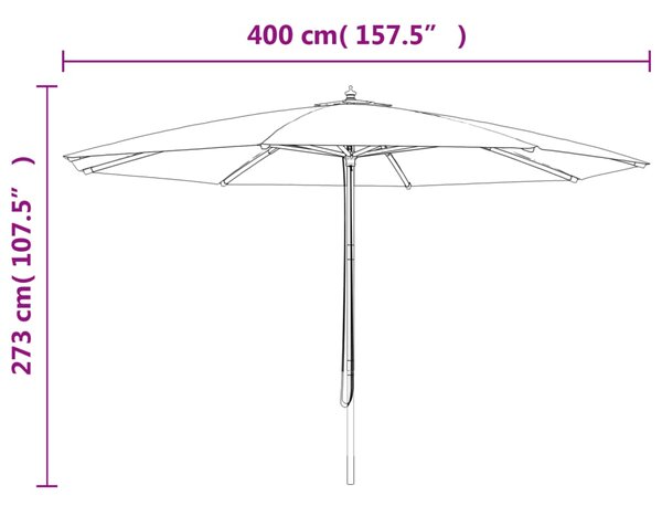 Vrtni suncobran s drvenim stupom terakota 400x273 cm - Smeđa / N/A