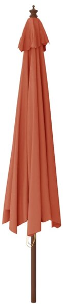 Vrtni suncobran s drvenim stupom terakota 400x273 cm - Smeđa / N/A