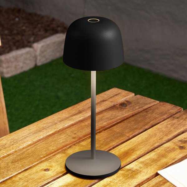 Lindby LED stolna lampa na baterije Arietty, crna, prigušljiva, IP65, prigušiva, Crno, Dnevni boravak/blagovaonica, Aluminij