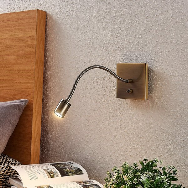 Lindby LED zidna lampa Mayar, set 2 kom, mesing, za čitanje, 11 cm, Bronca / stari mesing, spavaća soba, Metal