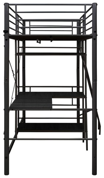 Krevet na kat sa stolićima u okviru crni metalni 90 x 200 cm - Crna / 90 x 200 cm