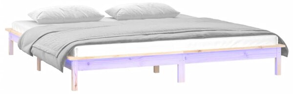 LED okvir kreveta 180 x 200 cm veliki bračni od masivnog drva - Smeđa / 180 x 200 cm