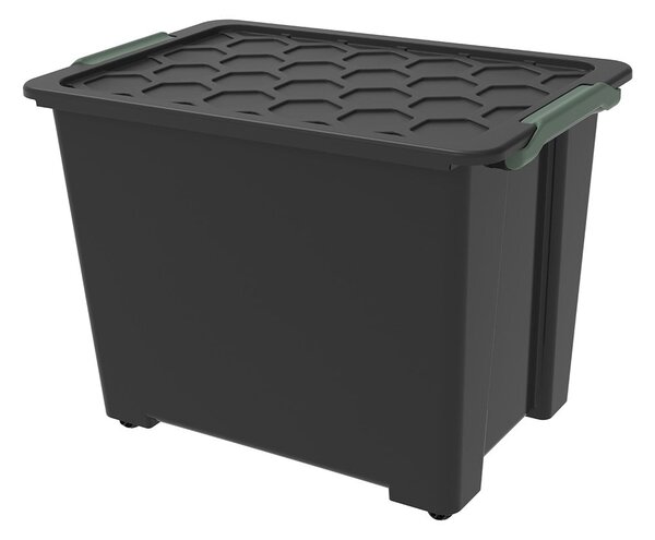Sjajna crna plastična kutija za pohranu s poklopcem Evo Safe - Rotho