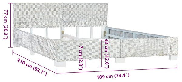 Okvir kreveta sivi od prirodnog ratana 180 x 200 cm - Siva / 180 x 200 cm