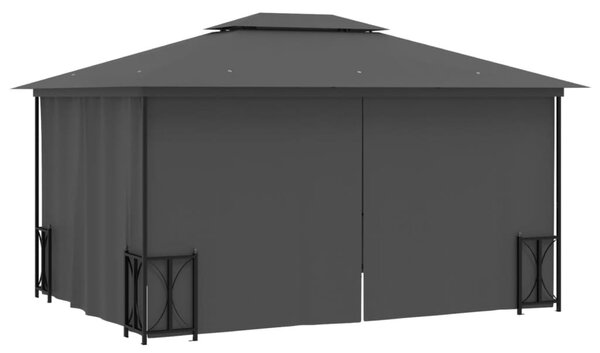 Sjenica s bočnim zidovima i dvostrukim krovom 3 x 4 m antracit - Antracitno siva / 3 x 4 m
