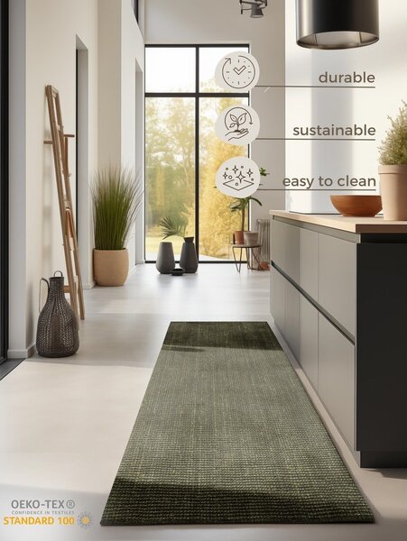 Kaki zelena staza jutena 80x200 cm Bouclé – Hanse Home