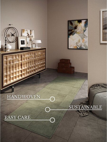Zelena ručno rađena vunenia staza 80x250 cm Charlotte – Villeroy&Boch