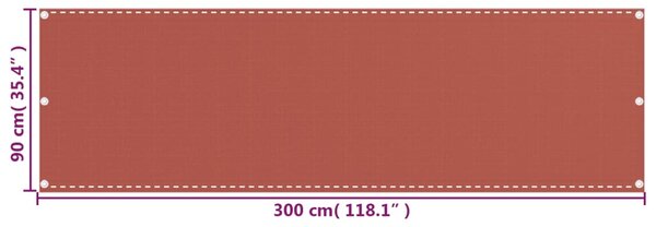 Balkonski zastor terakota 90 x 300 cm HDPE - Smeđa / 90 x 300 cm
