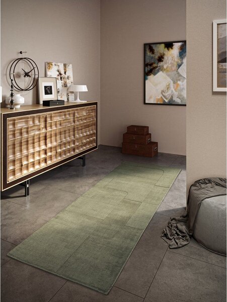Zelena ručno rađena vunenia staza 80x250 cm Charlotte – Villeroy&Boch