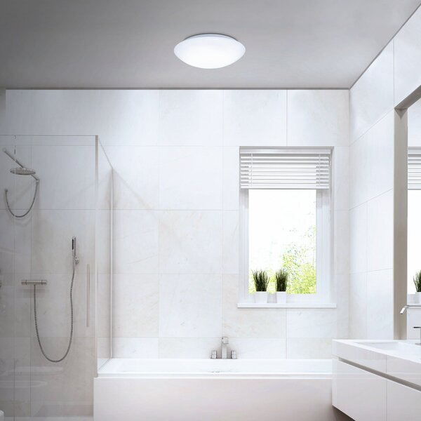 Briloner LED senzorska stropna svjetiljka Elipso IP44 4,000K Ø28cm, Bijela, kupaonica, Plastika