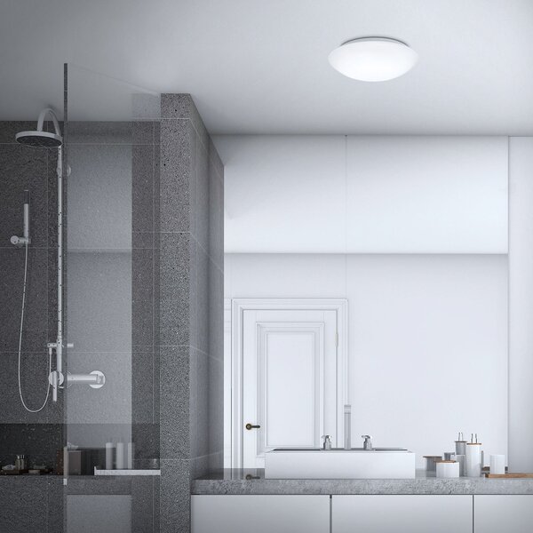 Briloner LED senzorska stropna svjetiljka Elipso IP44 4,000K Ø28cm, Bijela, kupaonica, Plastika