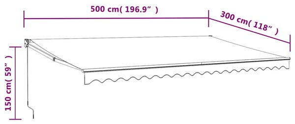 Automatska tenda na uvlačenje žuto-bijela 5 x 3 m - Šarena / 5 x 3 m