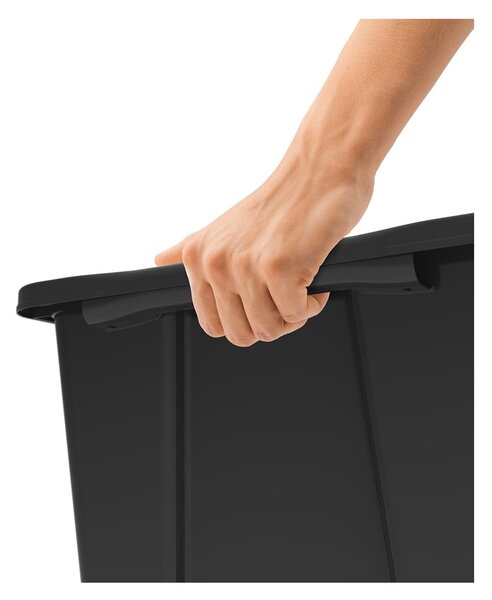 Sjajna crna plastična kutija za pohranu s poklopcem Evo Easy - Rotho