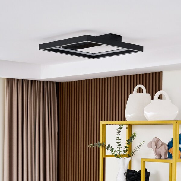 Lucande Smart LED stropna svjetiljka Tjado, 50 cm, crna, RGBW, prigušiva, Crno, Dnevni boravak/blagovaonica, Metal