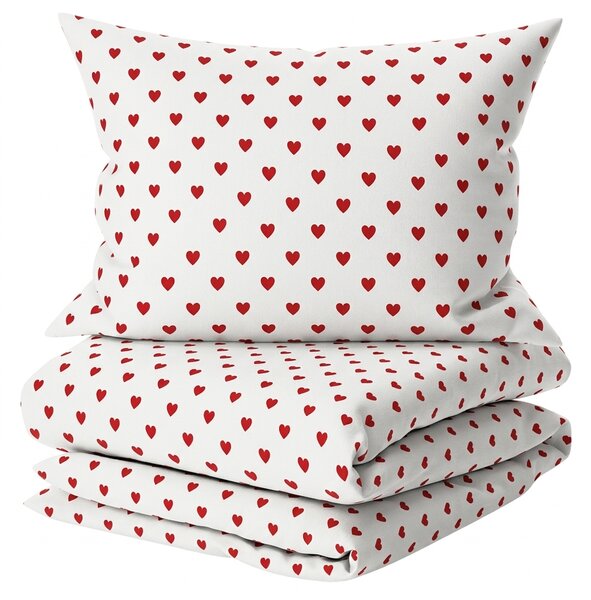 Pamučna posteljina HEARTIS RED bijela Dimenzije posteljine: 70 x 80 cm | 140 x 200 cm