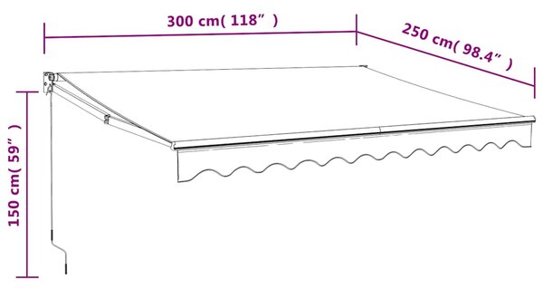 Tenda na uvlačenje krem 3 x 2,5 m od tkanine i aluminija - Krema / 3 x 2.5 m